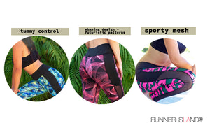 Runner Island Pink Hunt Camo Patterned Mesh Workout Leggings