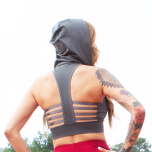 Load image into Gallery viewer, Womens Charcoal Sports Bra Tank Top Hoodie