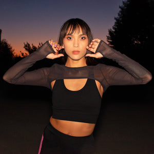 Runner Island Coastal Sun Workout Crop Top Long Sleeve