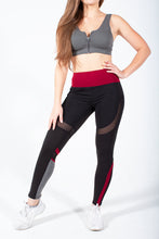 Load image into Gallery viewer, Burgundy Red Speedway Club Mesh Leggings