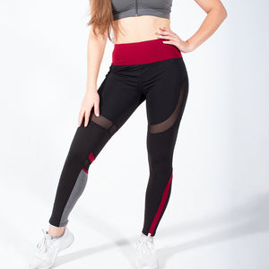 Burgundy Red Speedway Club Mesh Leggings